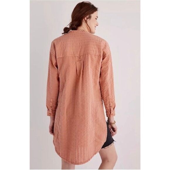 Anthropologie PILCRO Women’s XS Seersucker Tunic Top Orange Oversized - Picture 2 of 9